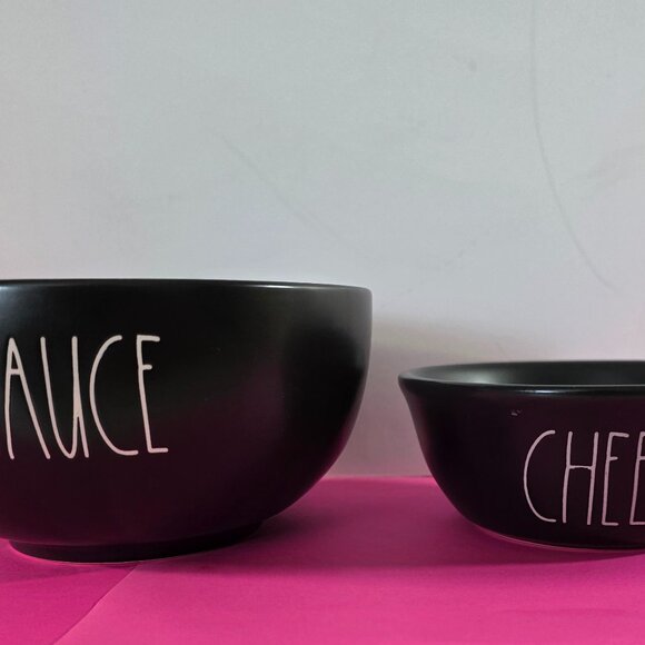 Rae Dunn Artisan Collection Black Sauce and Cheese Bowl Set #181 - Picture 2 of 6